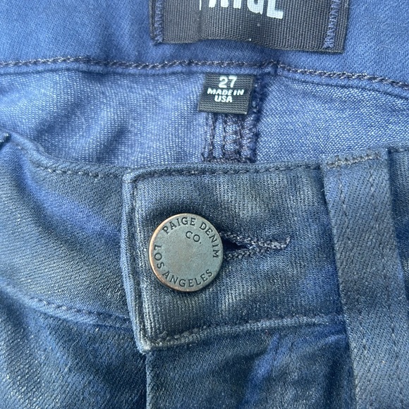 Paige Verdugo Ultra Skinny navy coated lux stretch shiny dark blue jeans sz 27 - Picture 4 of 11